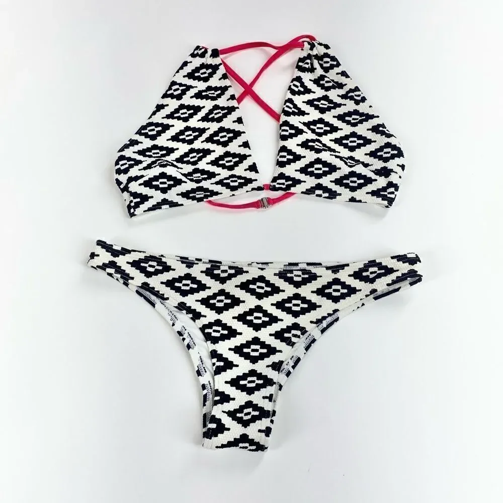 Minkpink black and white geometric print bikini XS/S